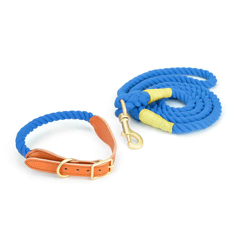 Cowhide Woven Cotton Rope Dog Leash for Pets