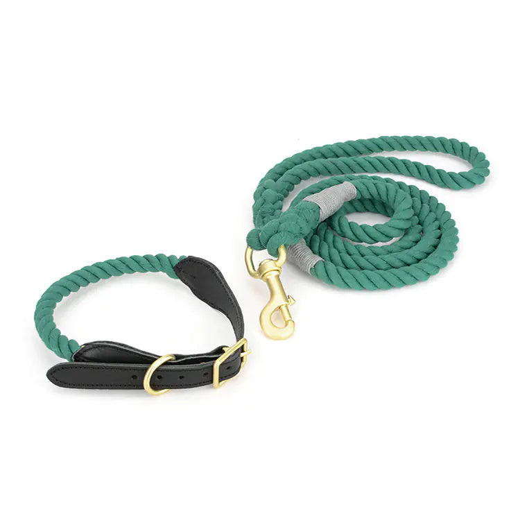 Cowhide Woven Cotton Rope Dog Leash for Pets