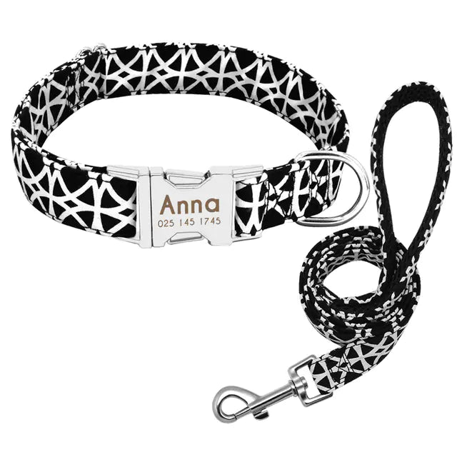 Custom Anti-Lost Dog Collar with Tag and Leash