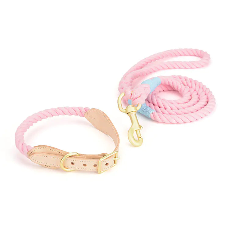 Cowhide Woven Cotton Rope Dog Leash for Pets