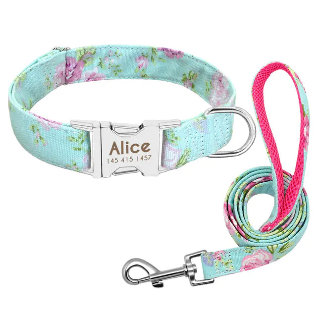 Custom Anti-Lost Dog Collar with Tag and Leash