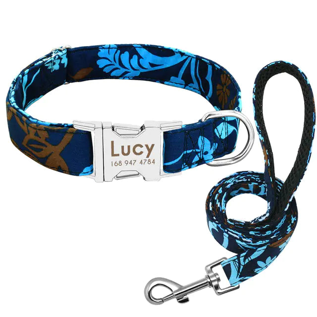 Custom Anti-Lost Dog Collar with Tag and Leash