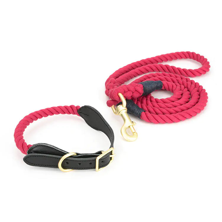 Cowhide Woven Cotton Rope Dog Leash for Pets