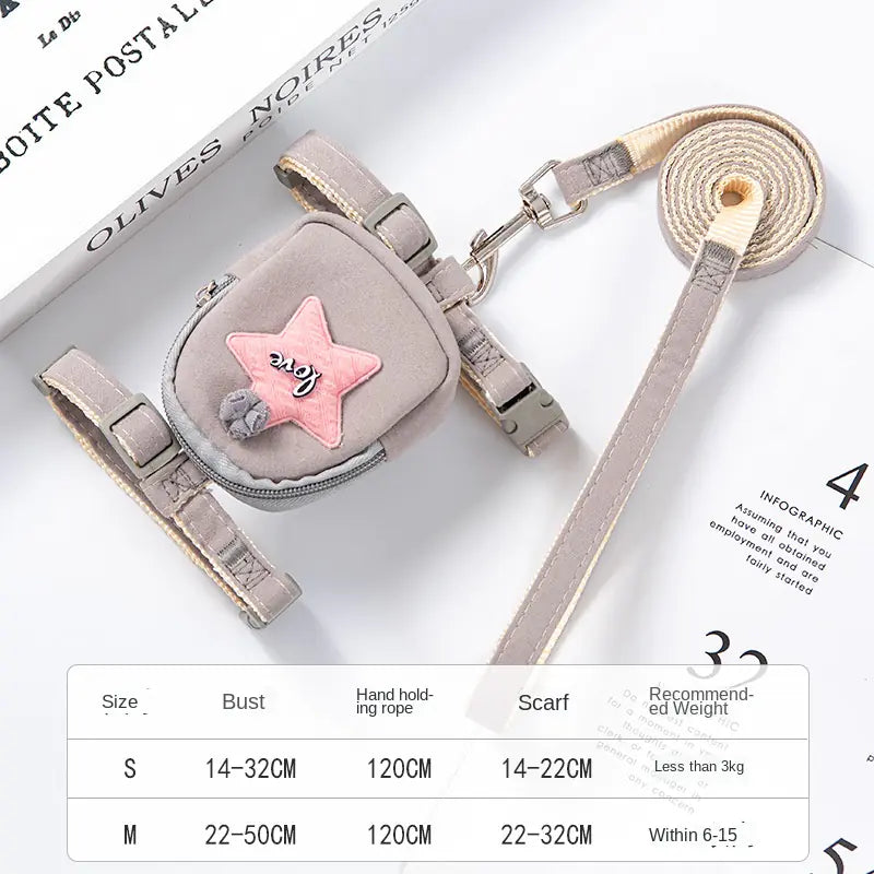 Polyester Dog Leash and Vest Chest Harness