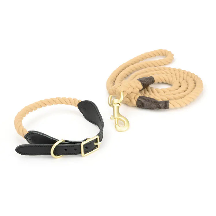 Cowhide Woven Cotton Rope Dog Leash for Pets