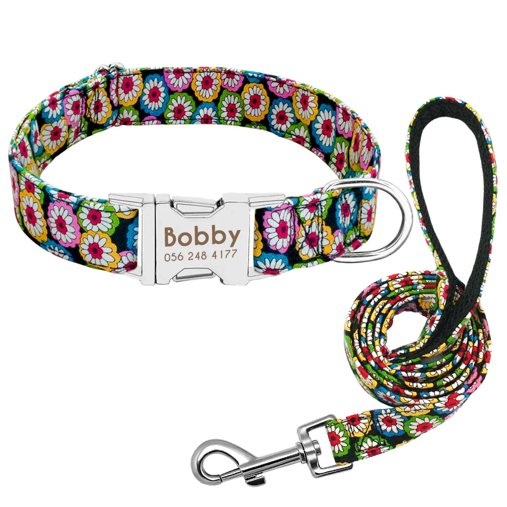 Custom Anti-Lost Dog Collar with Tag and Leash